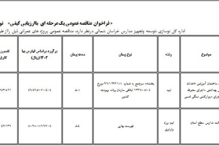 مناقصه عمومی پروژه های عمرانی نوسازی مدارس